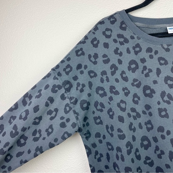 Old Navy Women's Large Oversized Vintage Leopard-Print Tunic Sweatshirt Black - Picture 6 of 16